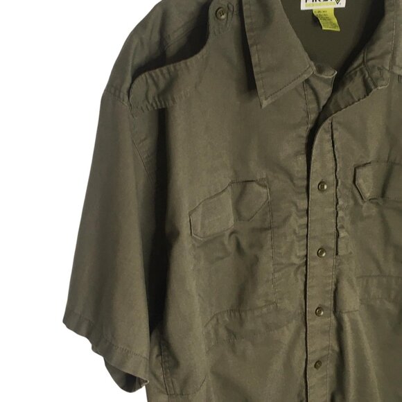 First Tactical Shirt Mens 2XL Green Short Sleeve Button Front Vented Pockets - Picture 13 of 16